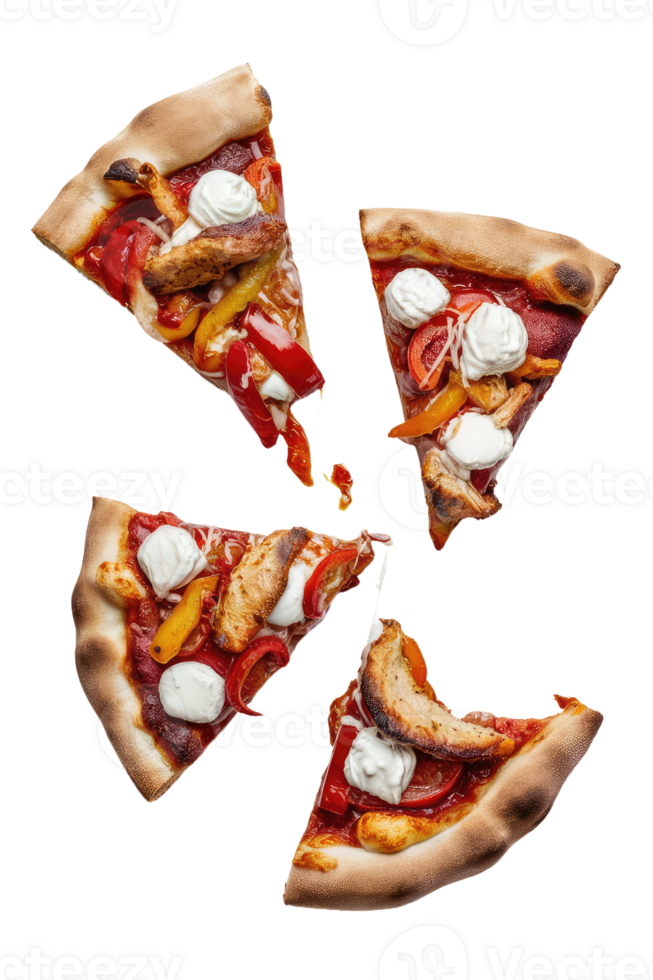 Three Slices of Pizza on a White Background png