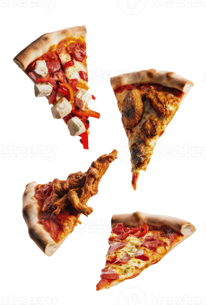 Three Slices of Pizza on a White Background png