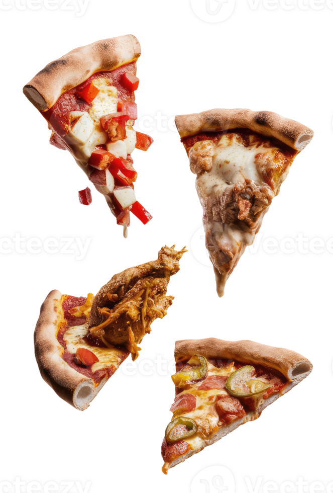 Three Slices of Pizza on a White Background png