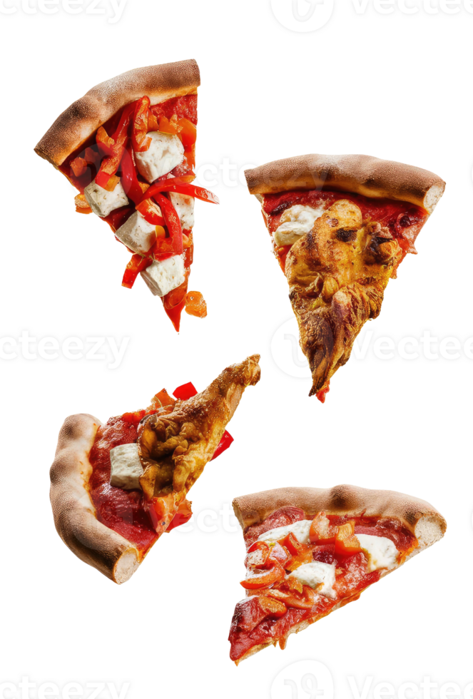 Three Slices of Pizza on a White Background png