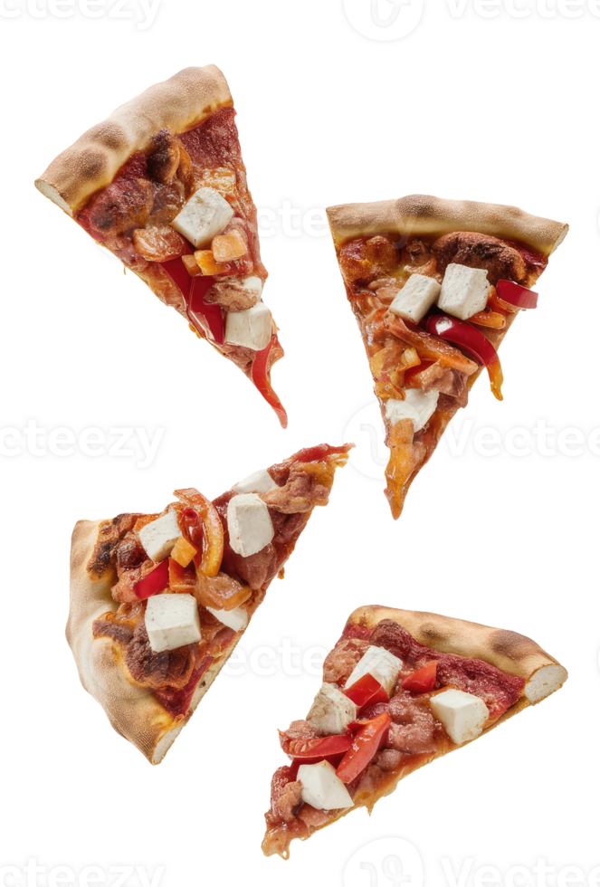 Three Slices of Pizza on a White Background png