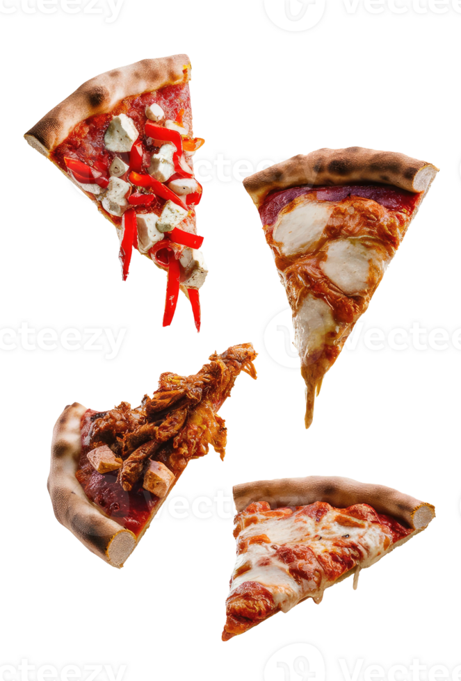 Three Slices of Pizza on a White Background png