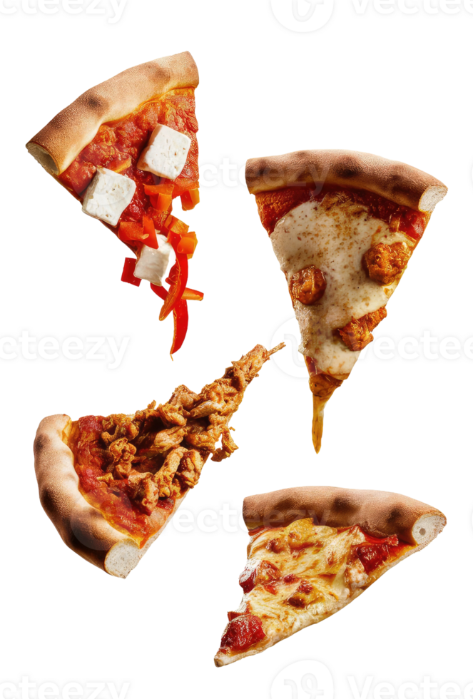Three Slices of Pizza on a White Background png