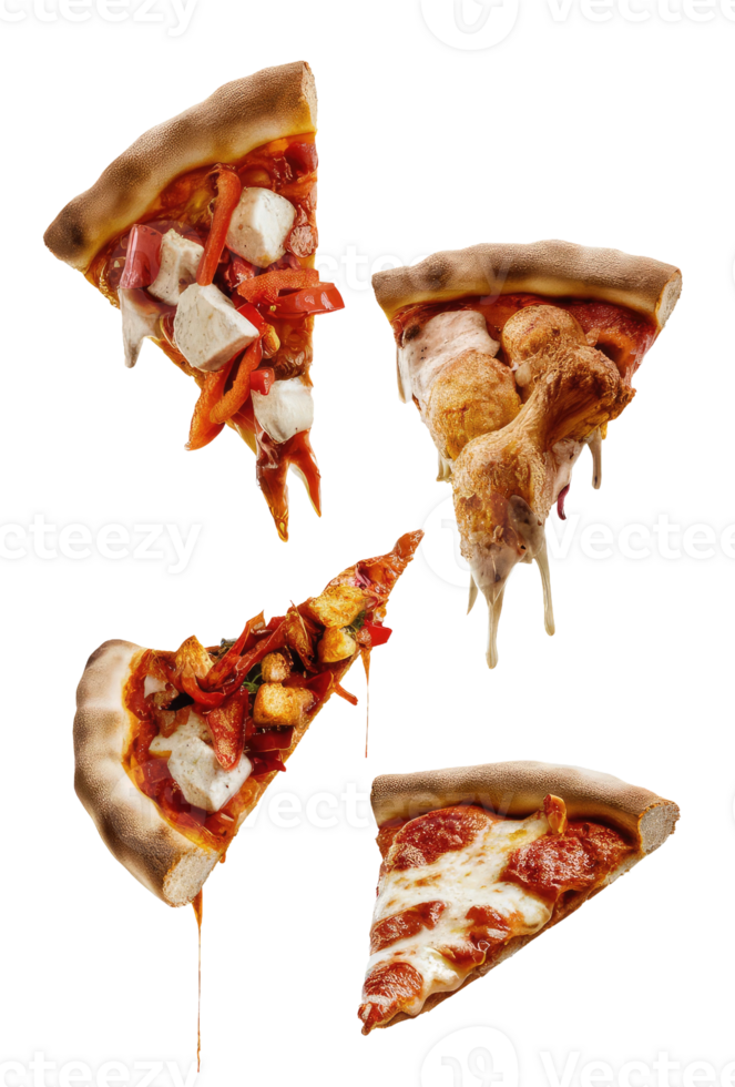 Three Slices of Pizza on a White Background png