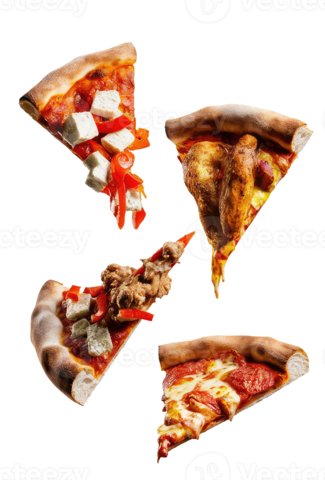 Three Slices of Pizza on a White Background png