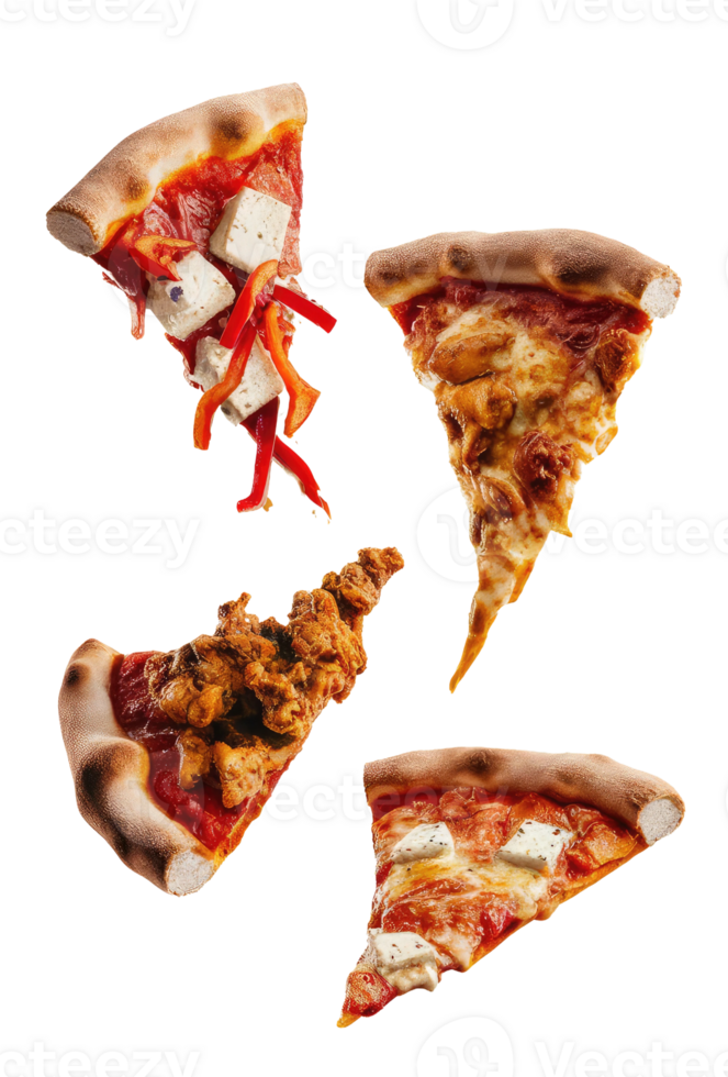 Three Slices of Pizza on a White Background png