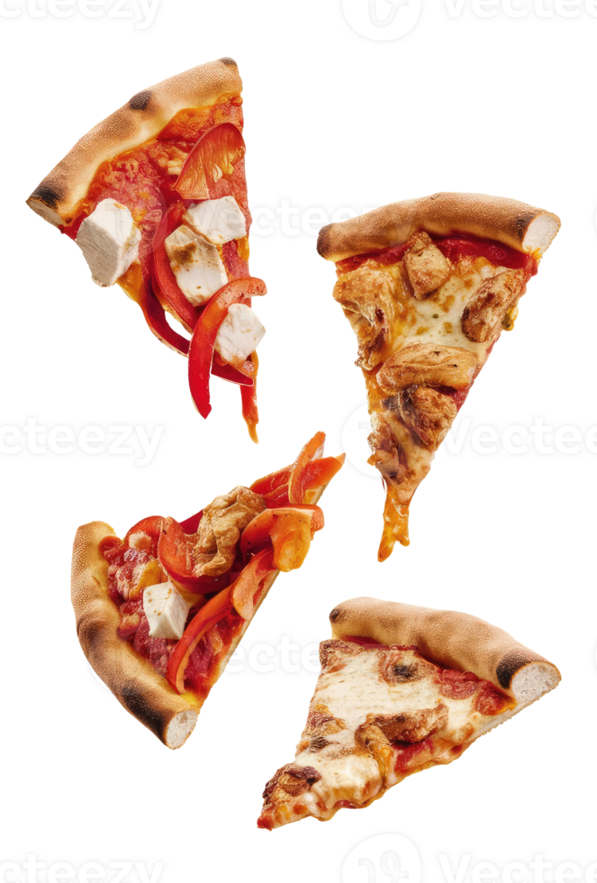 Three Slices of Pizza on a White Background png