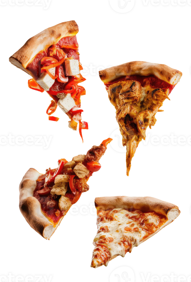 Three Slices of Pizza on a White Background png