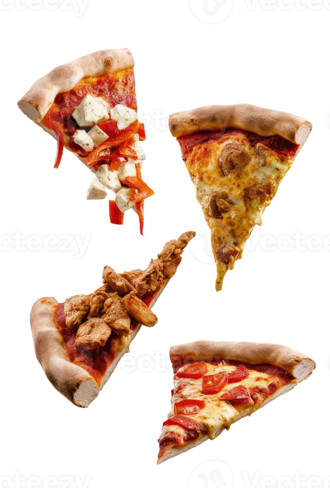 Three Slices of Pizza on a White Background png