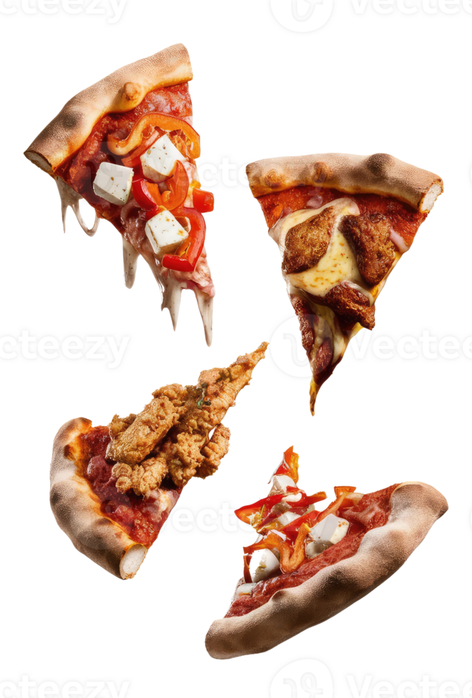 Three Slices of Pizza on a White Background png