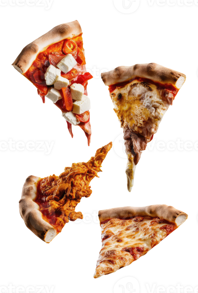 Three Slices of Pizza on a White Background png
