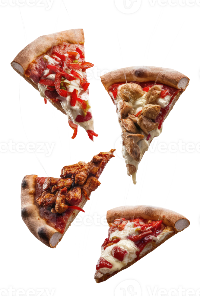 Three Slices of Pizza on a White Background png