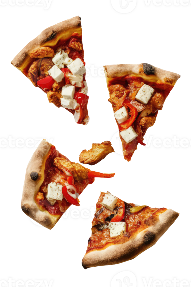 Three Slices of Pizza on a White Background png