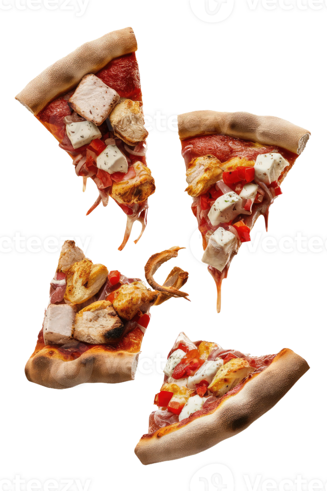 Three Slices of Pizza on a White Background png