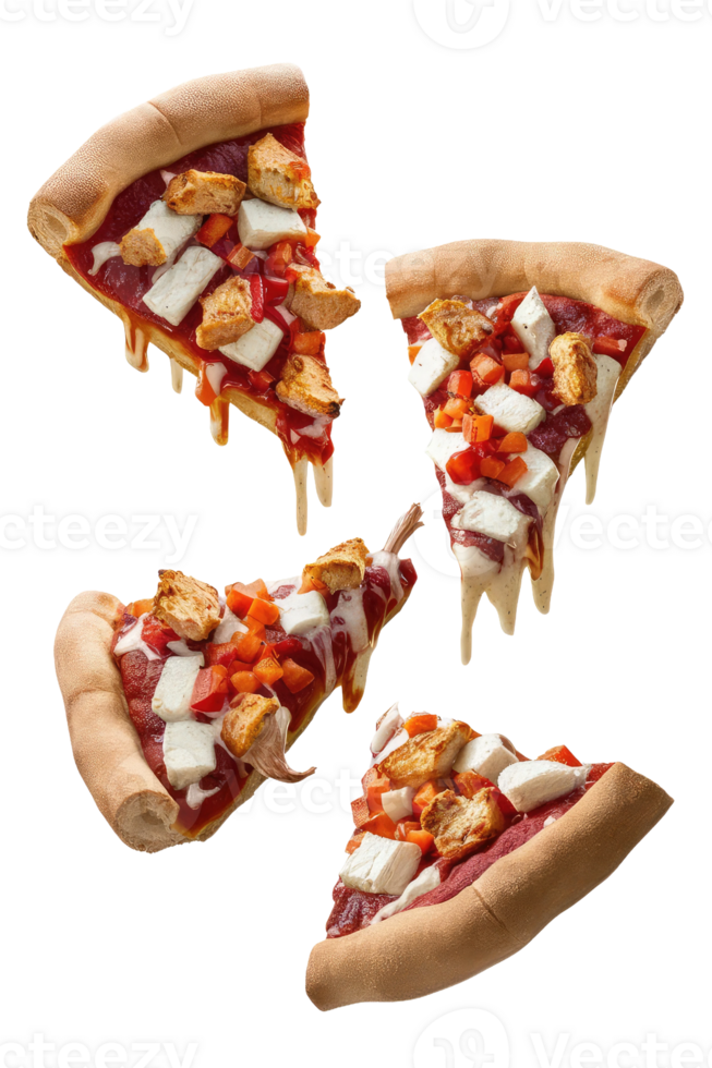 Three Slices of Pizza on a White Background png