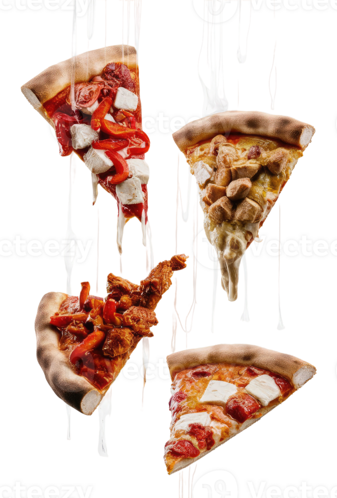 Three Slices of Pizza on a White Background png