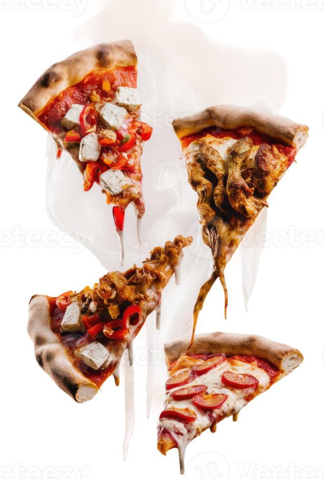 Three Slices of Pizza on a White Background png