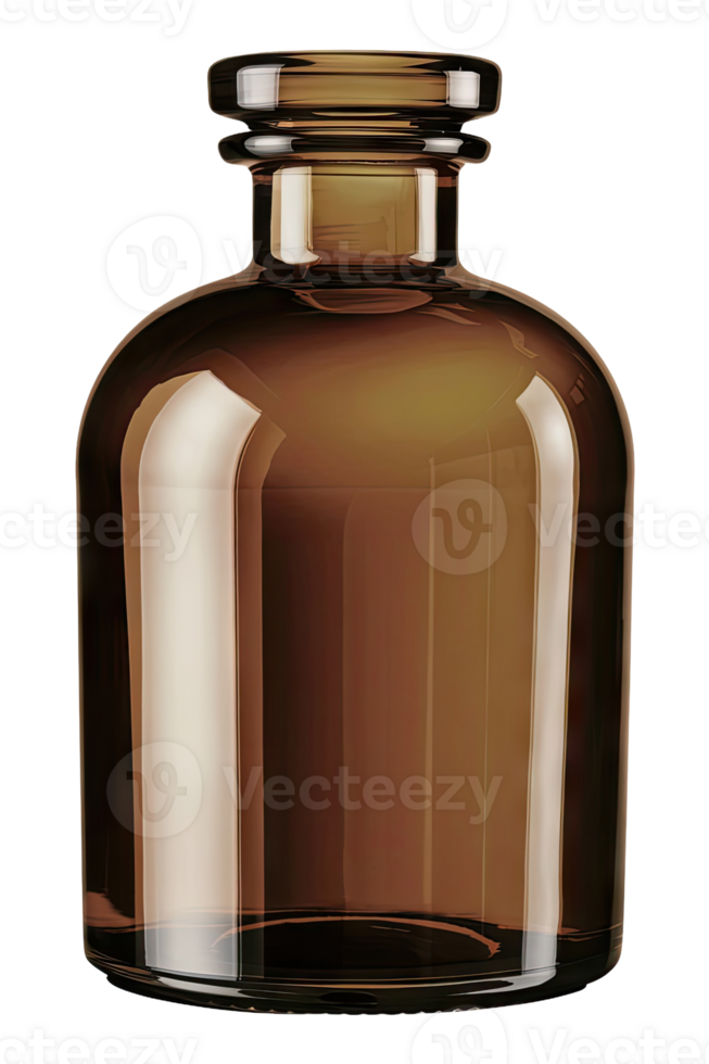 Brown glass bottle with a lid on a Transparent background png