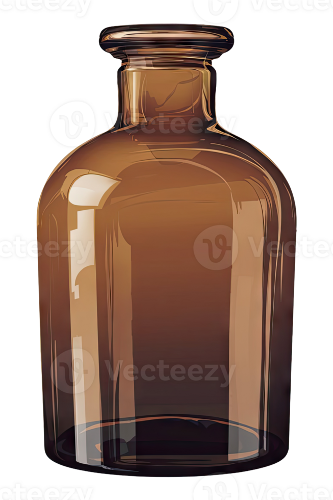 Brown glass bottle with a lid on a Transparent background png