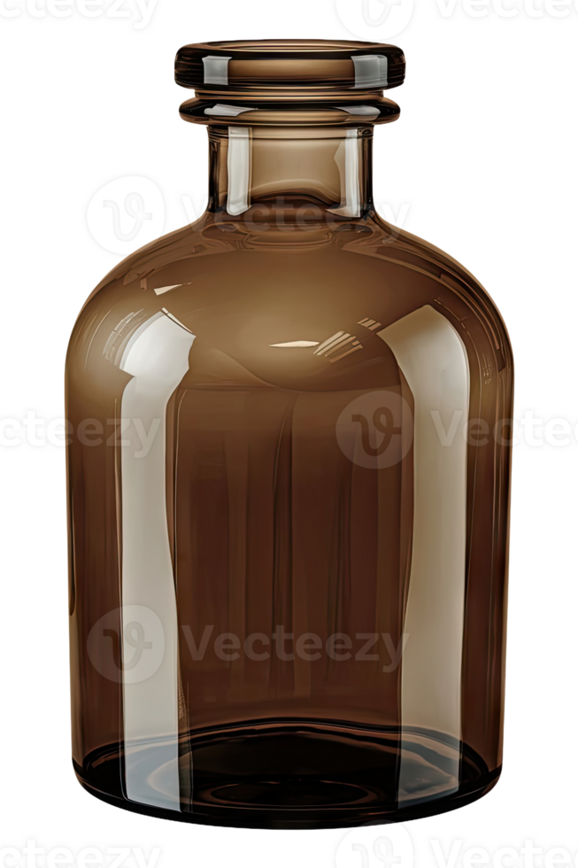 Brown glass bottle with a lid on a Transparent background png