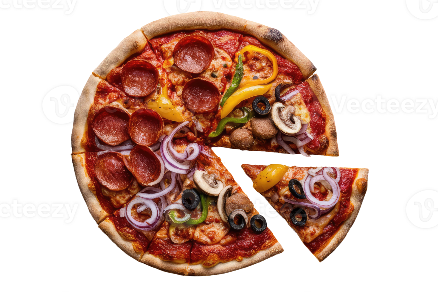 isolated pizza on transparent background png