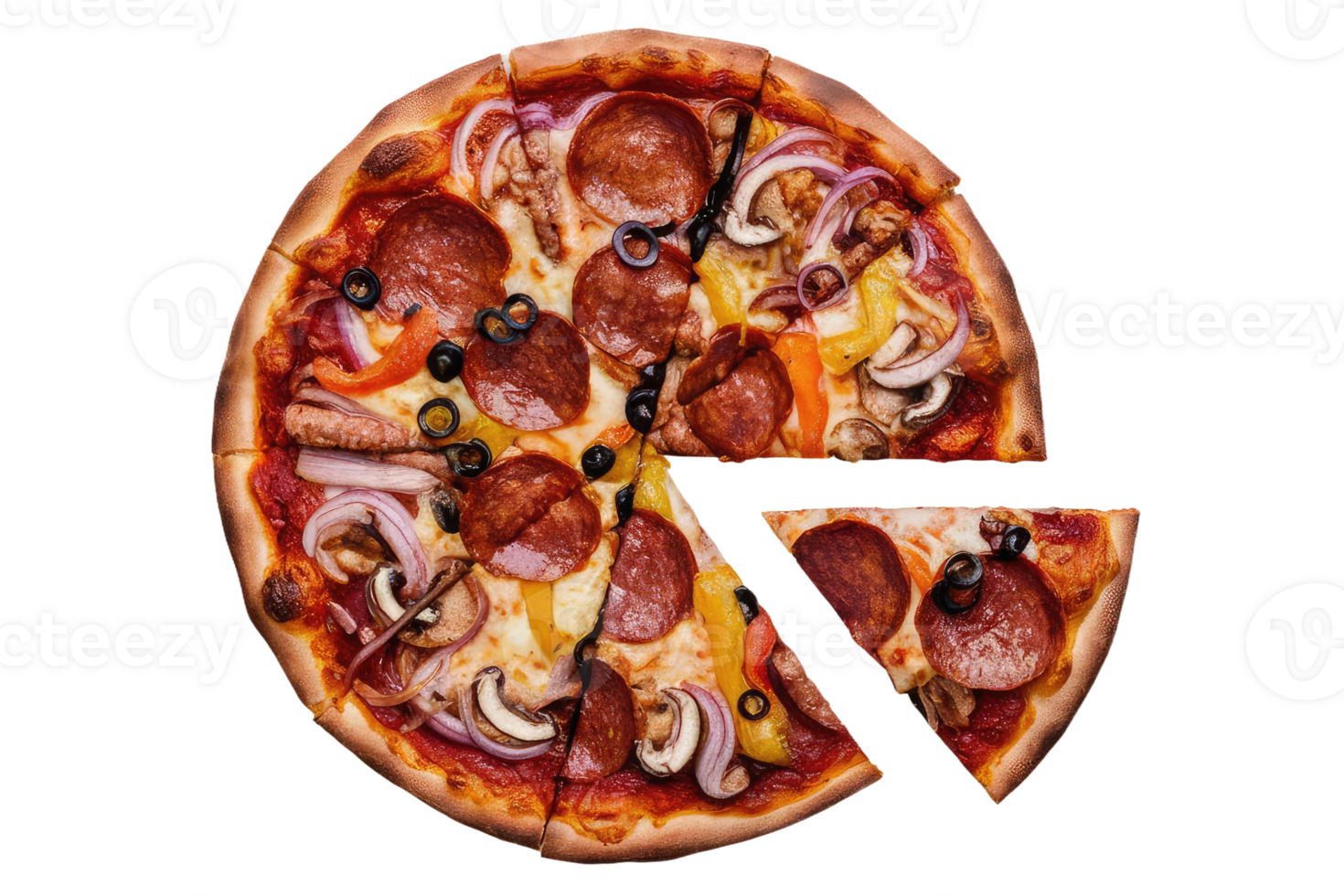 isolated pizza on transparent background png