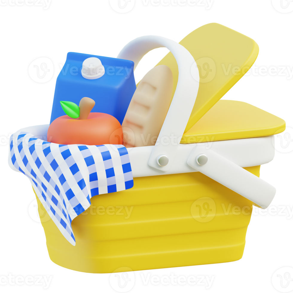 Picnic Basket 3d illustration png