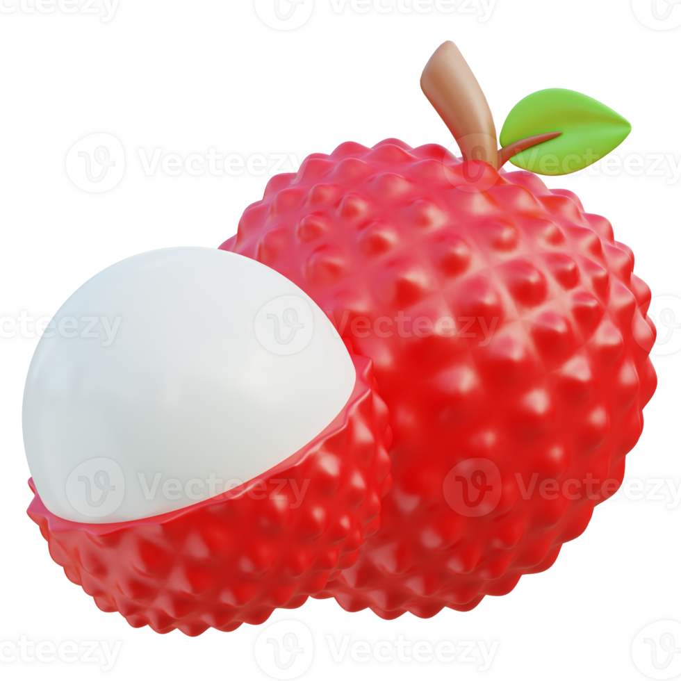 Lychee 3d illustration png
