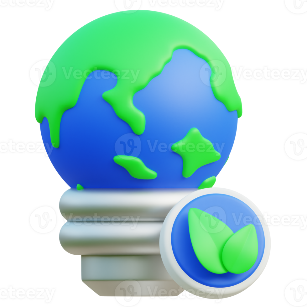 Earth Bulb 3d illustration png