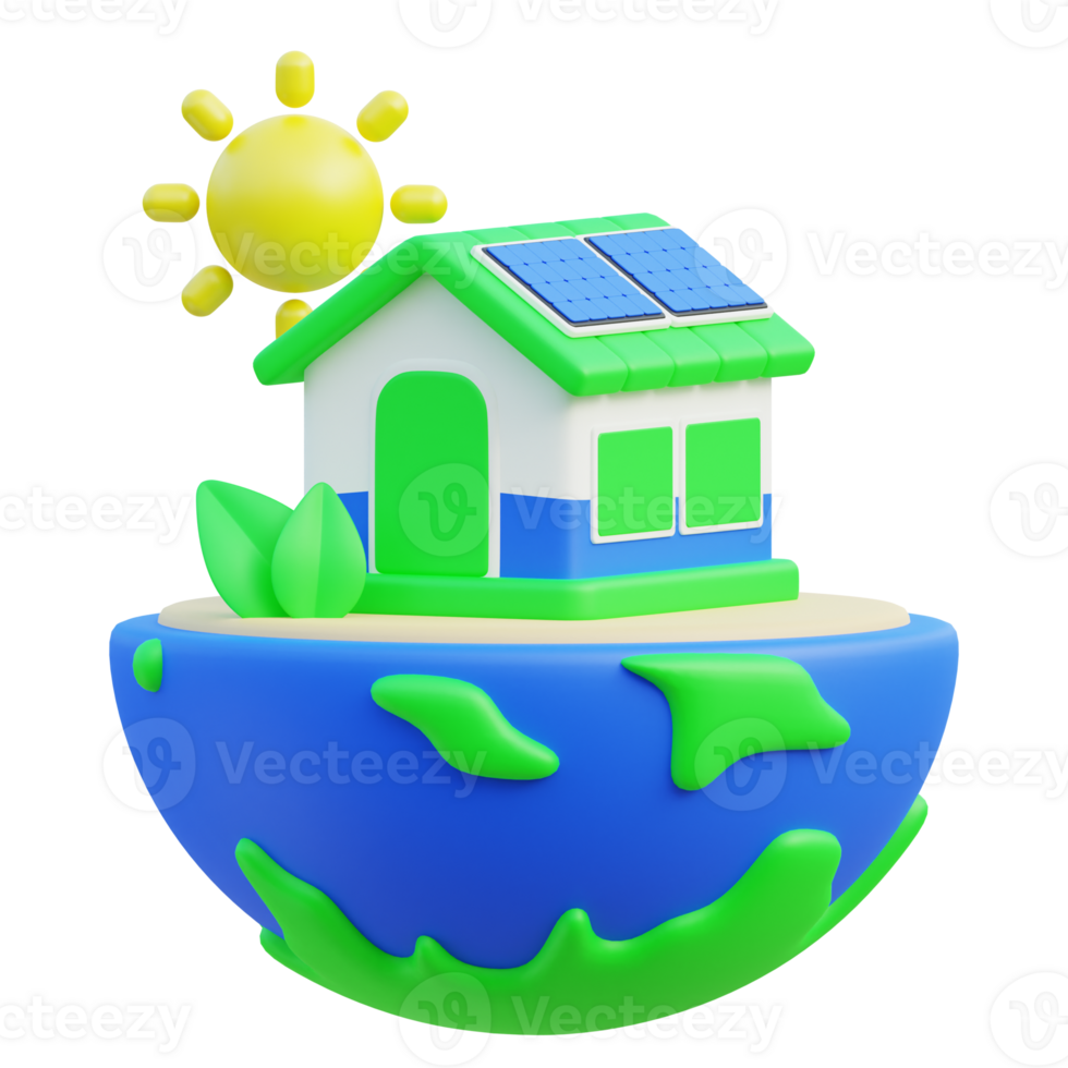 Eco House 3d illustration png