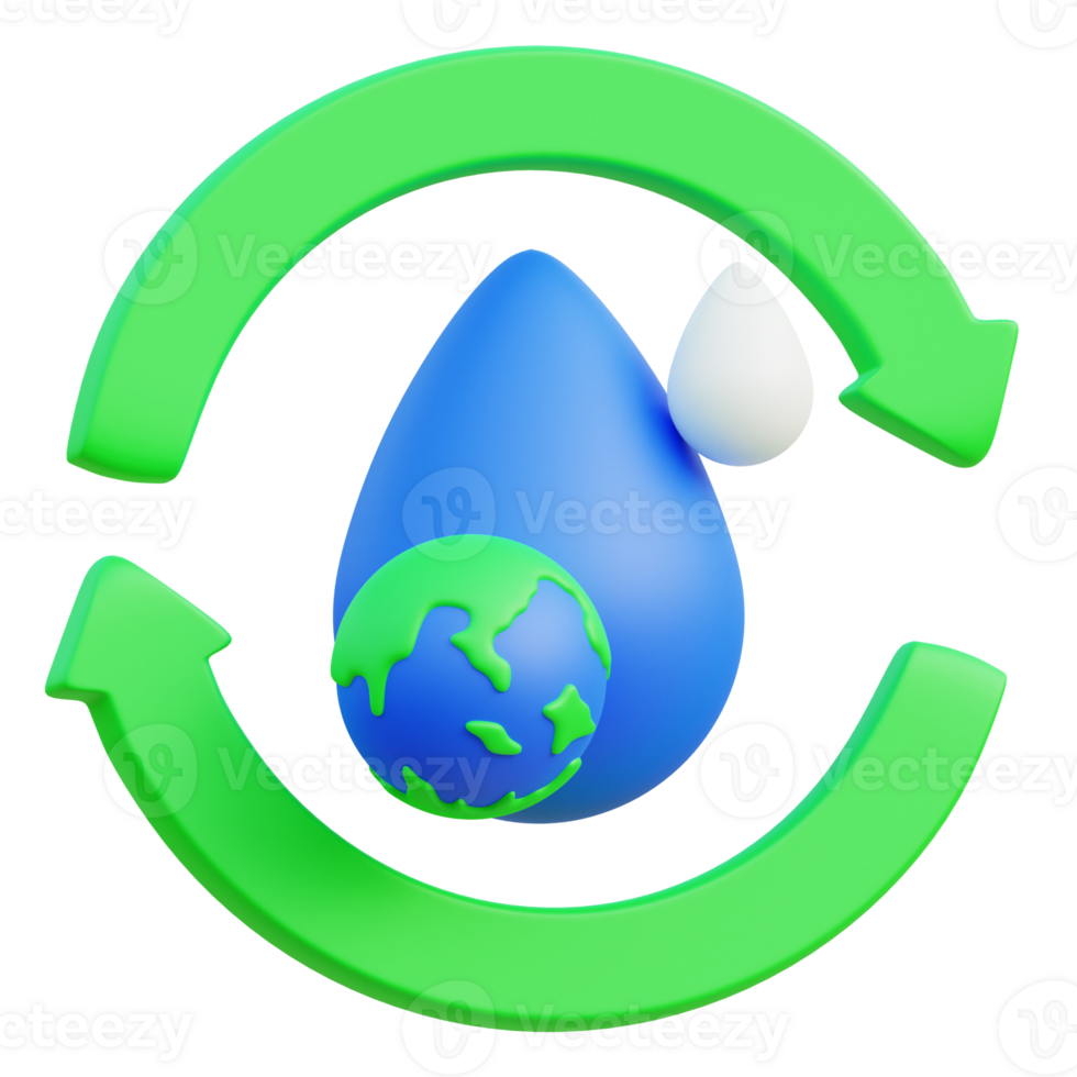 Save Water 3d illustration png