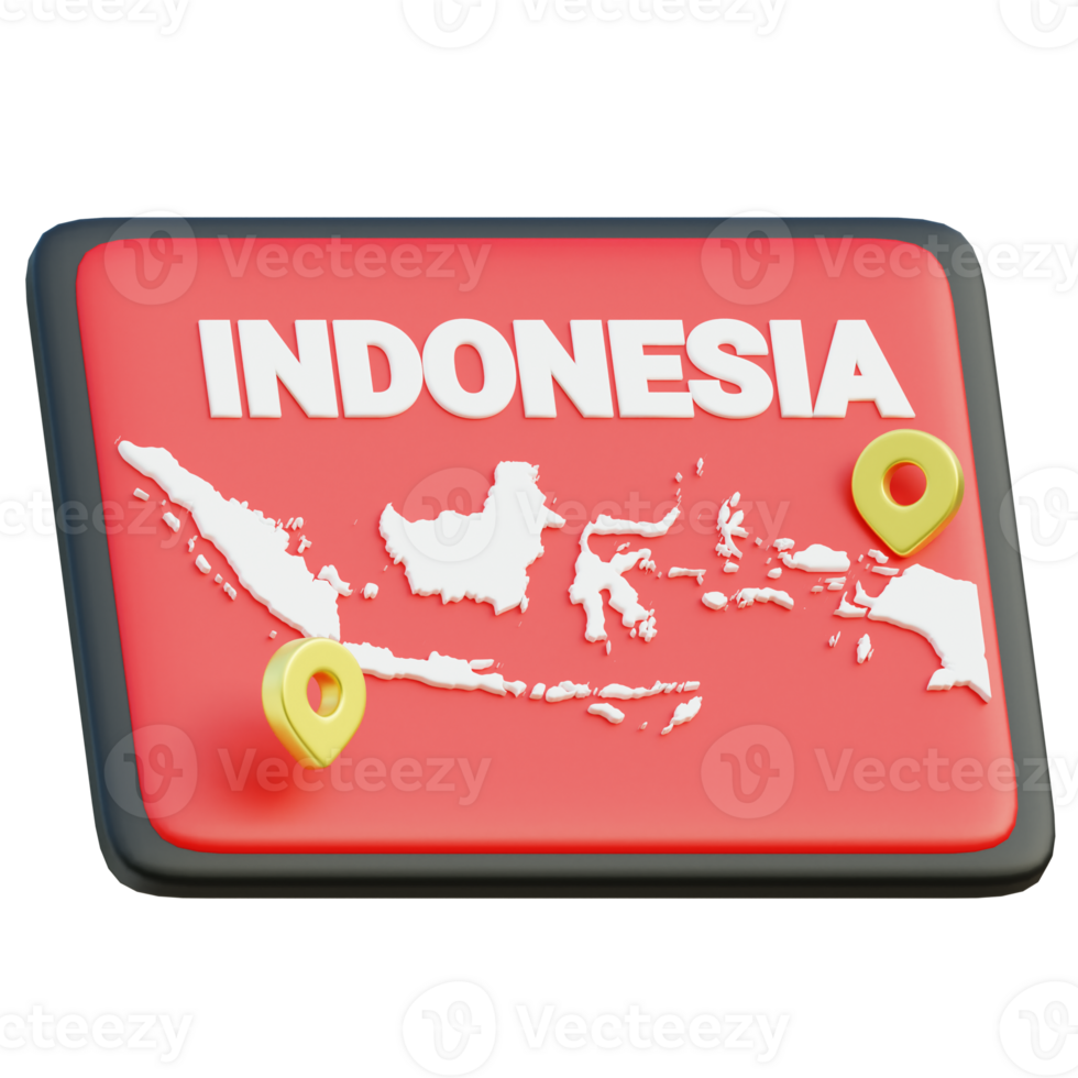 indonesia map 3d illustration png