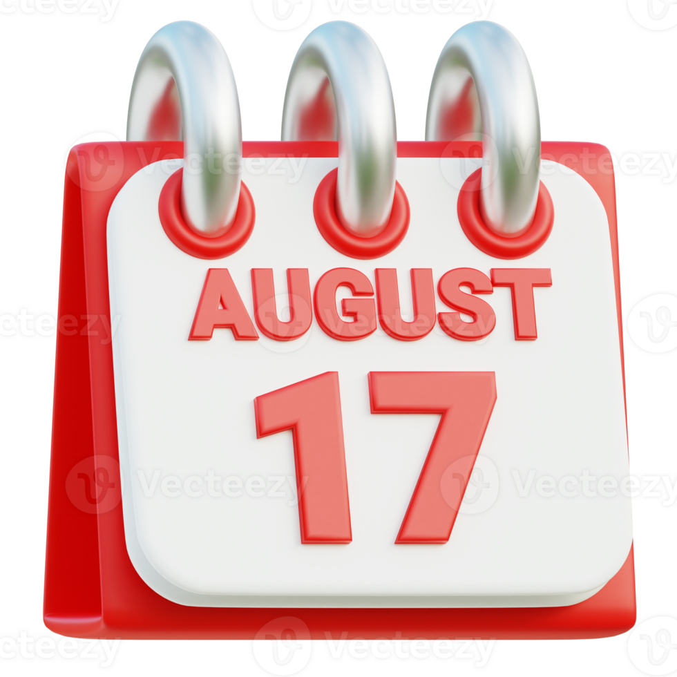 August 17th 3d illustration png