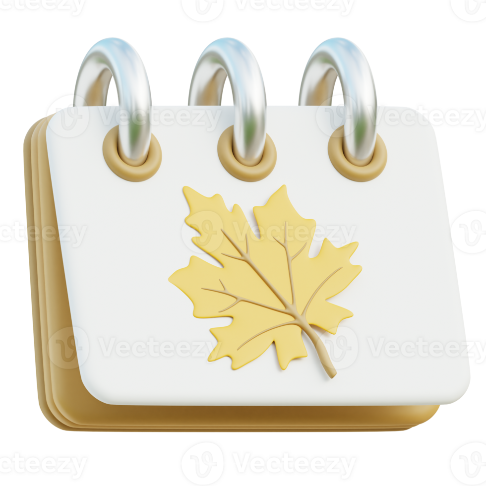 Autumn Calendar 3d illustration png
