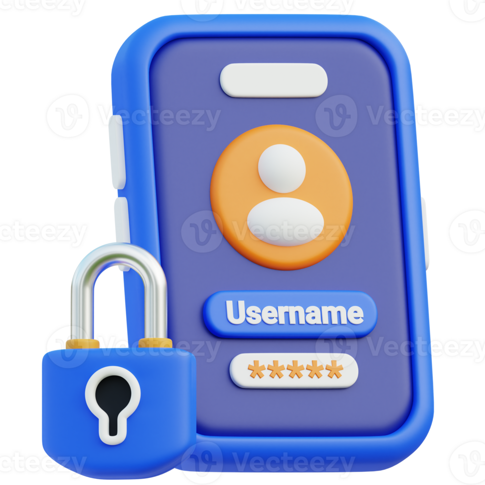 Mobile Password 3d illustration png