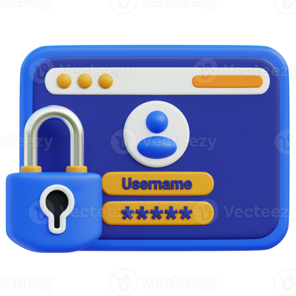 Login Password 3d illustration png