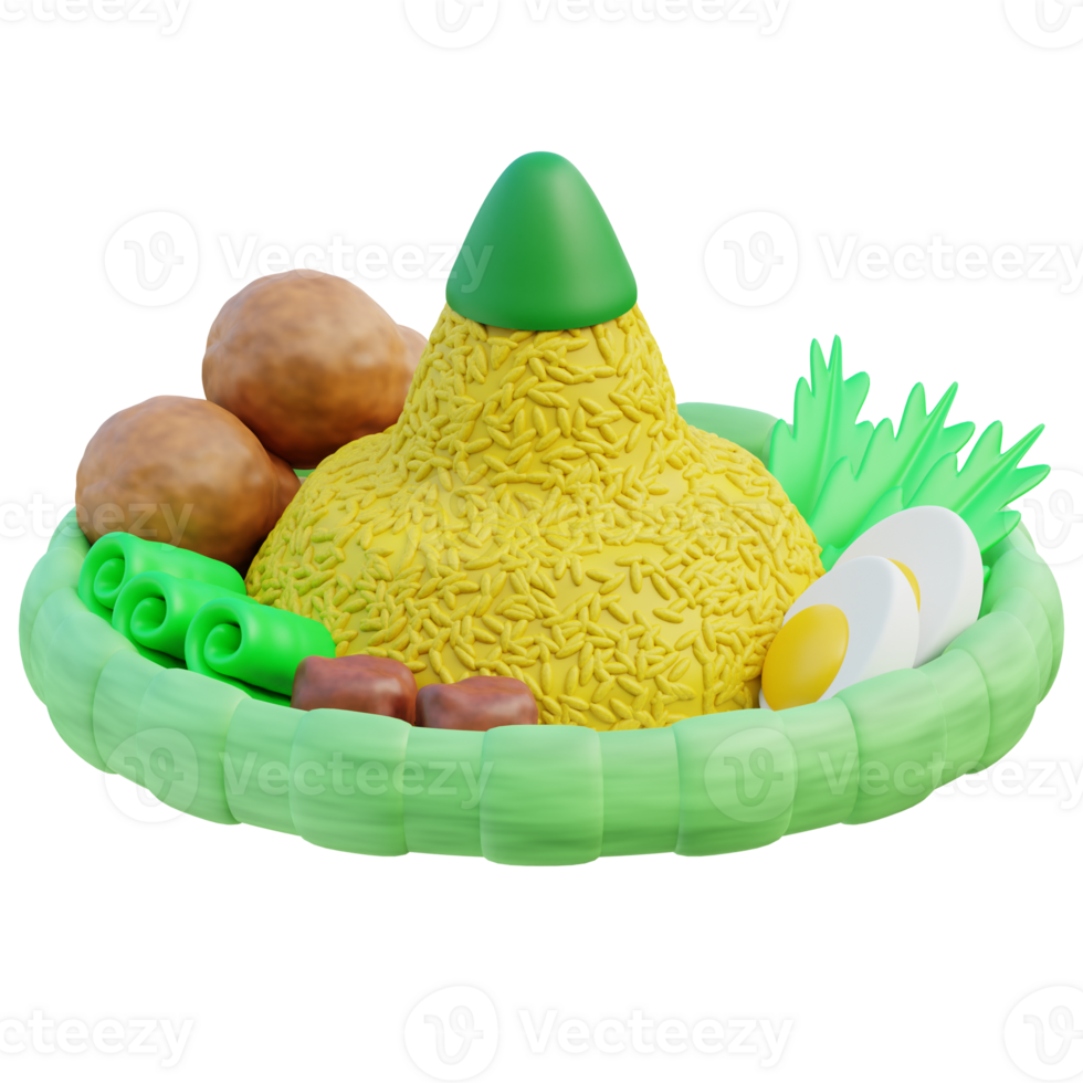 Nasi Tumpeng 3d illustration png