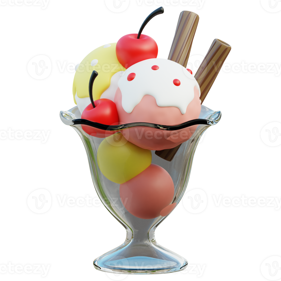 Ice Cream Mug Strawberry 3d illustration png