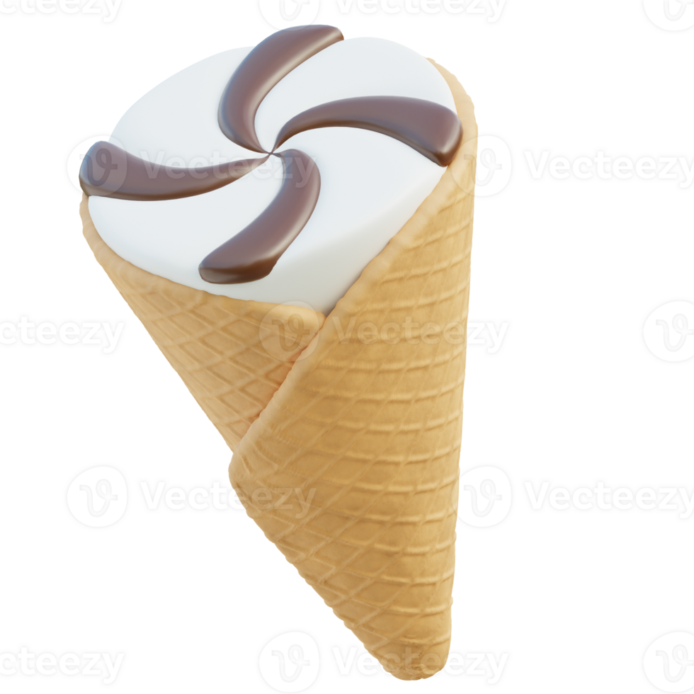 Ice Cream Cone fruit 3d illustration png