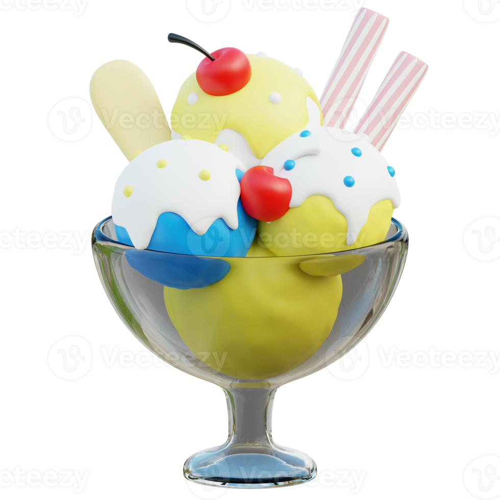 Ice Cream Bowl 3d illustration png