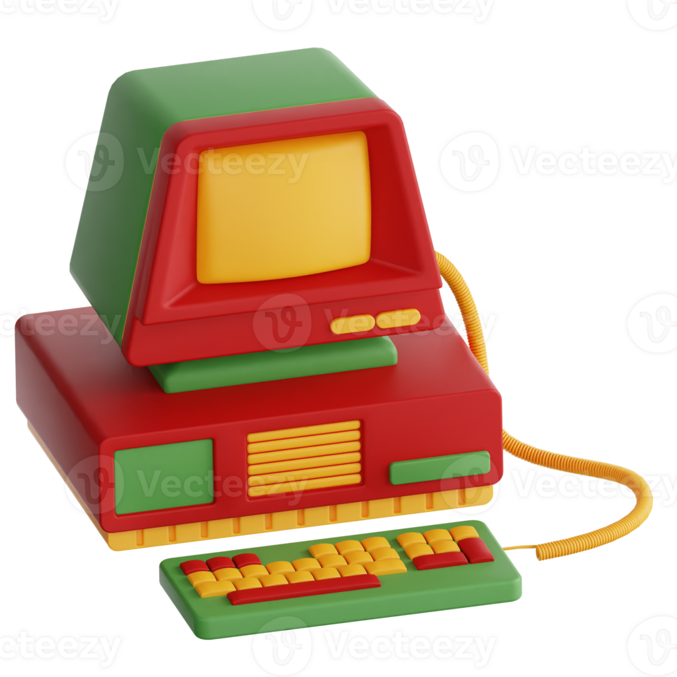 Old computer 3d illustration png