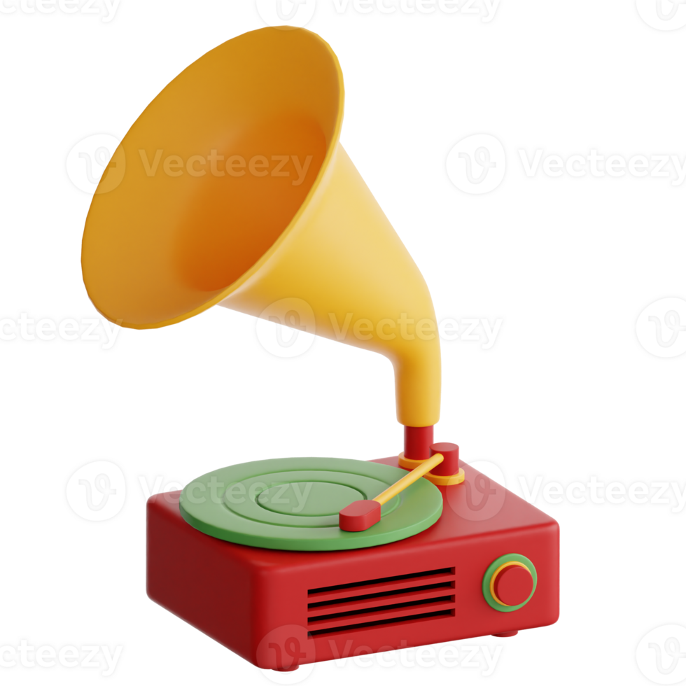 Vinyl Player vintage 3d illustration png