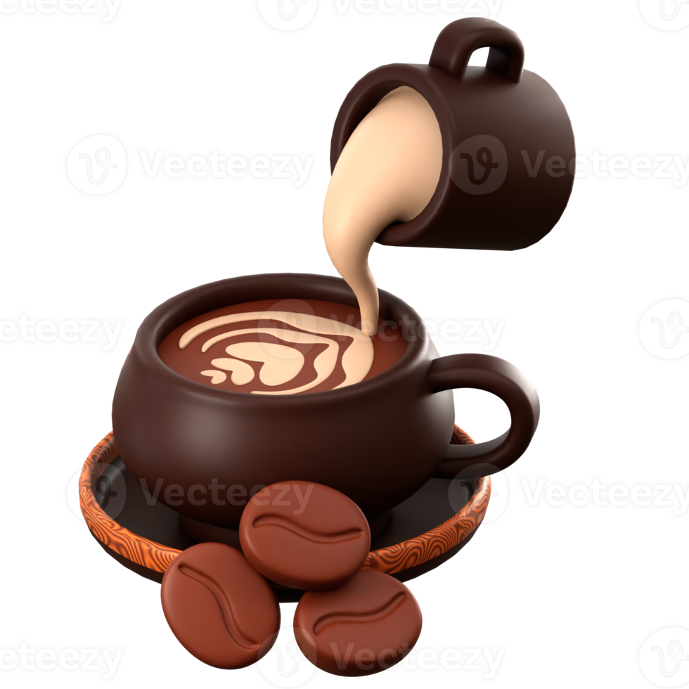 Latte Art 3d illustration png