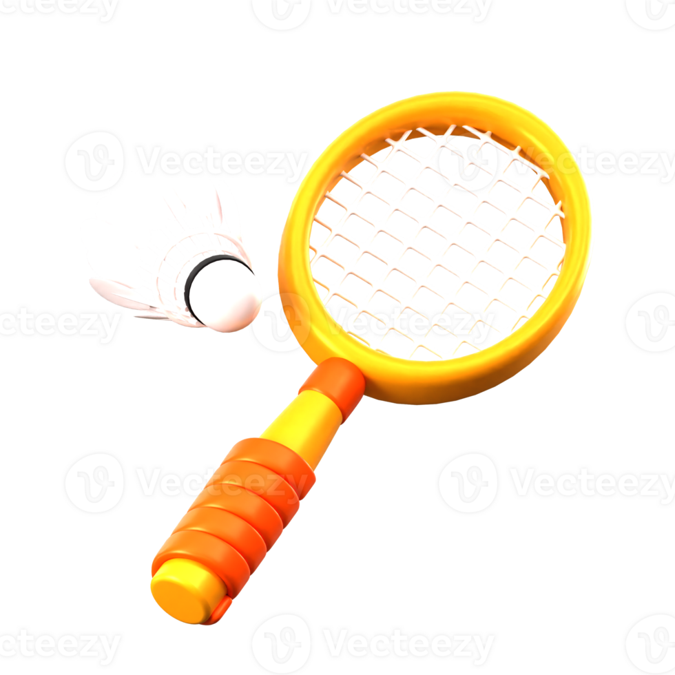 playing badminton 3d illustration png