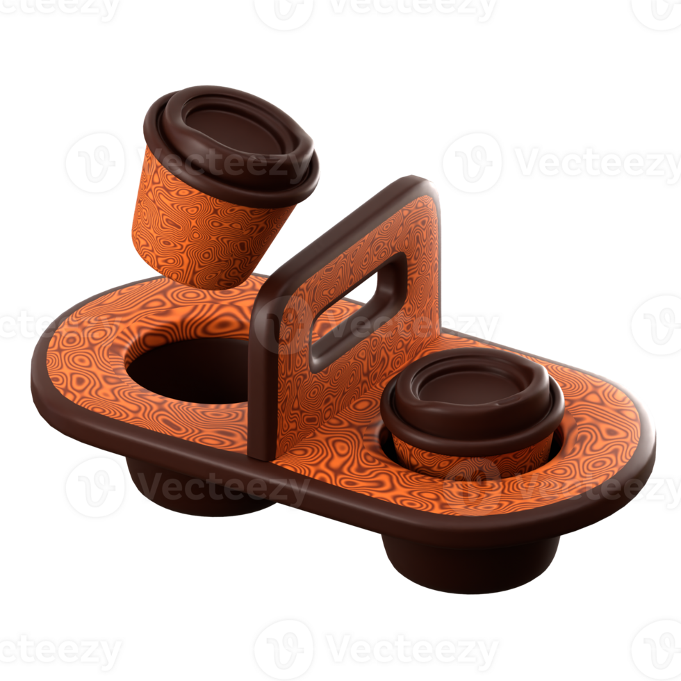 Paper Tray Coffee 3d illustration png