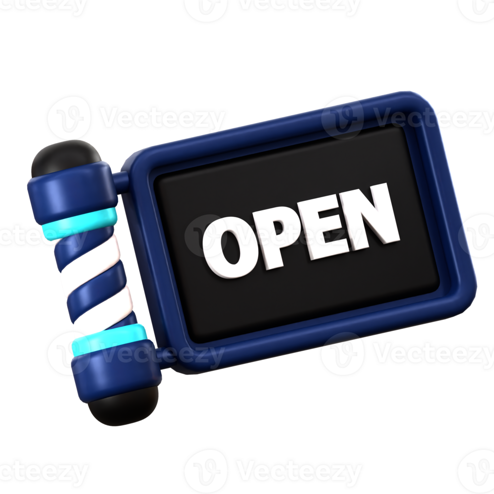 Barber Shop Open 3d illustration png