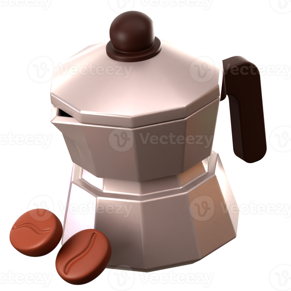 Moka pot coffee 3d illustration png