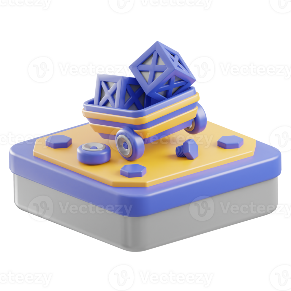 Mining Cart 3d illustration png