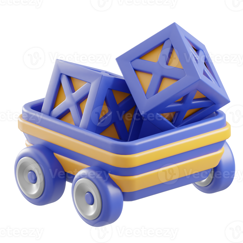 Box in Cart 3d illustration png