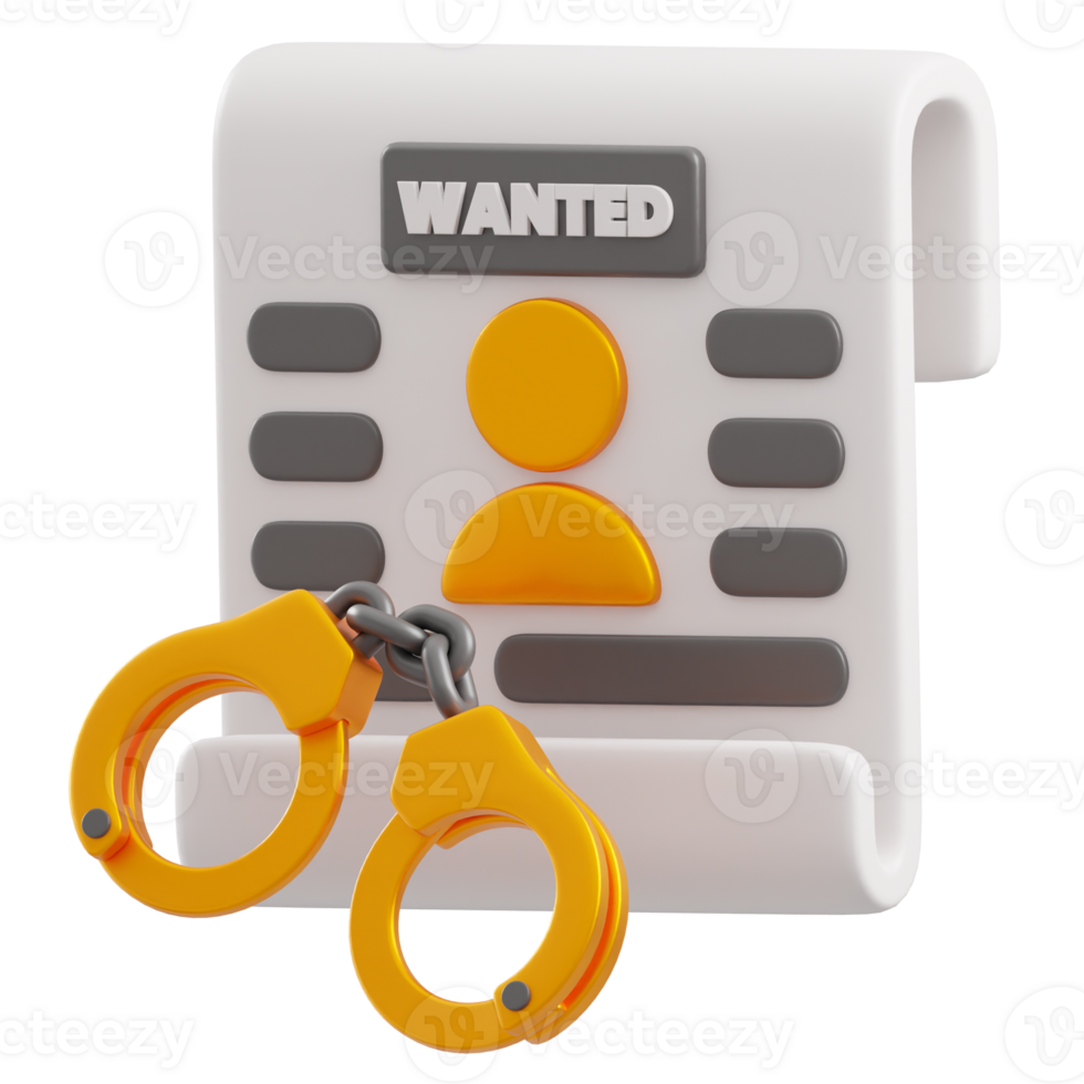 Wanted 3d illustration png